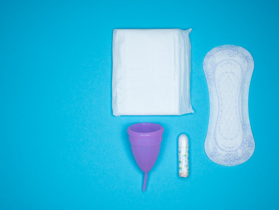 Visually appealing display of reusable menstrual products: a menstrual cup, cloth pads, and period underwear