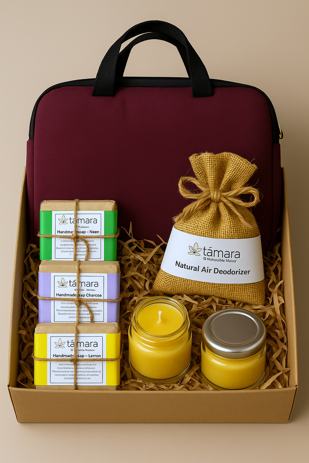 Collection of Tamara sustainable products arranged for corporate gifting